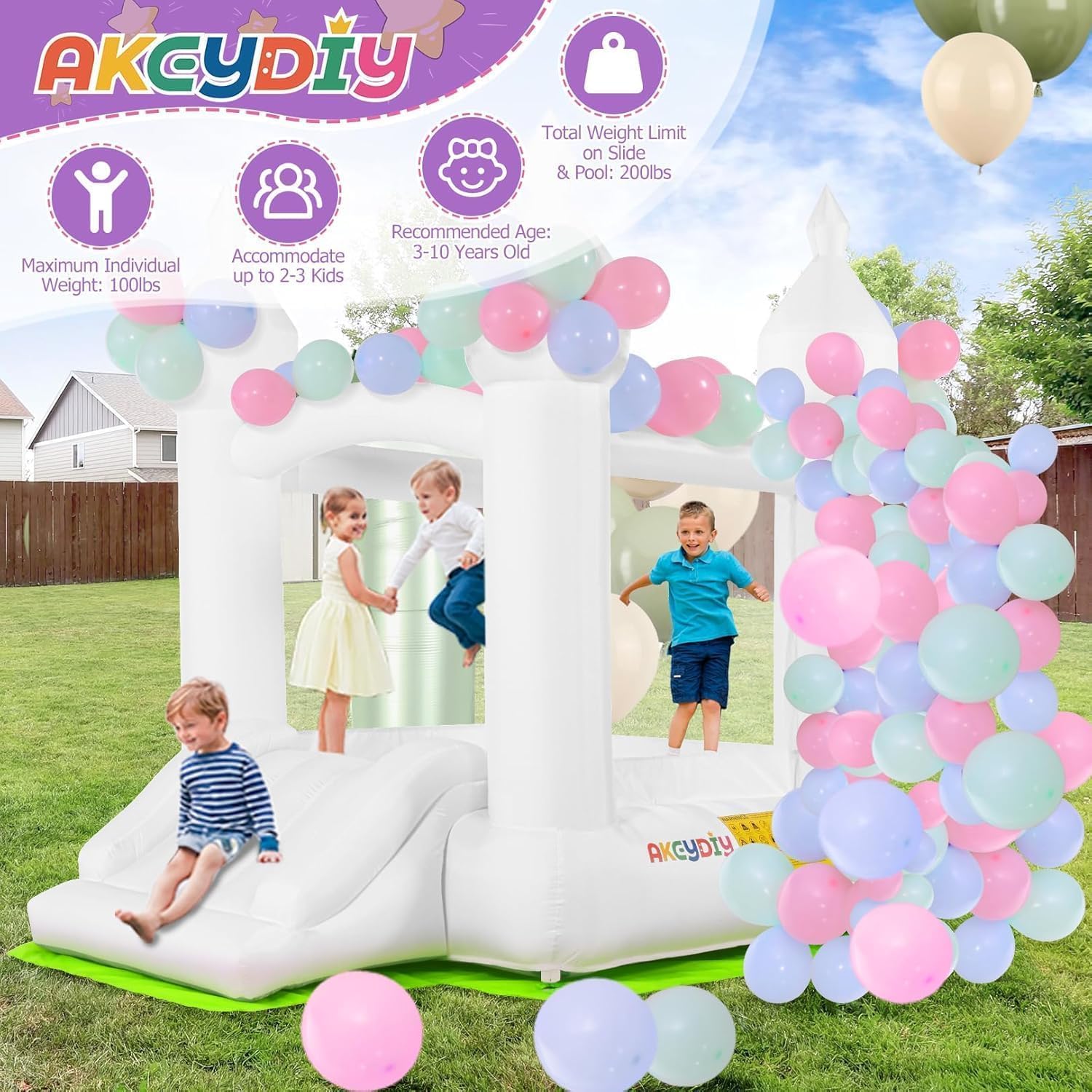 White Bounce House Indoor Outd - Kids Outdoor Slide recension och pris
