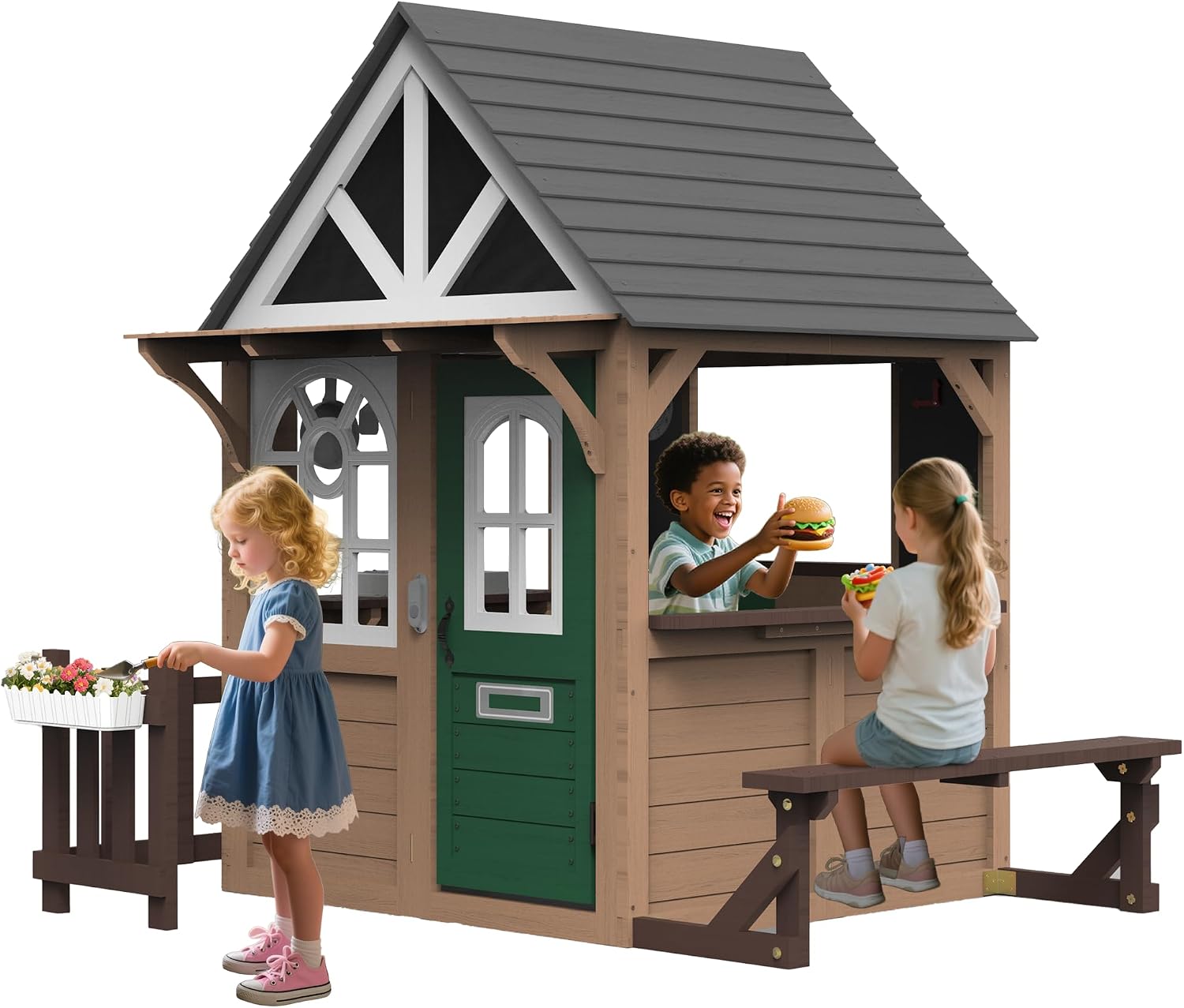 Seizeen Outdoor Play House for - Kids Outdoor Wooden Playhouse recension och pris