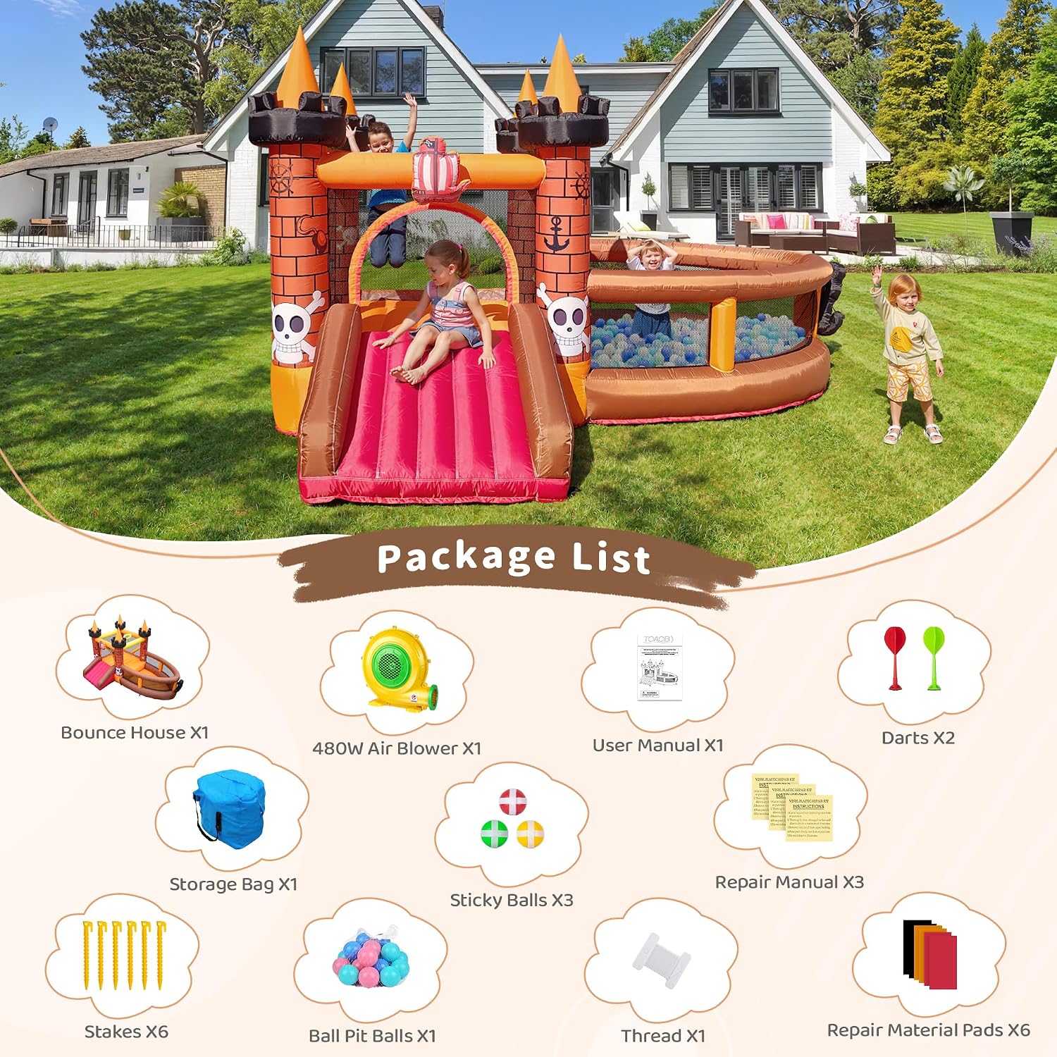 Inflatable Bounce House for Ki - Kids Outdoor Slide recension och pris