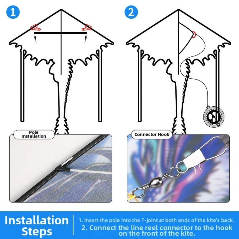 Air Snake Blue Dragon Kite wit - Kite Easy Fly Kids recension och pris