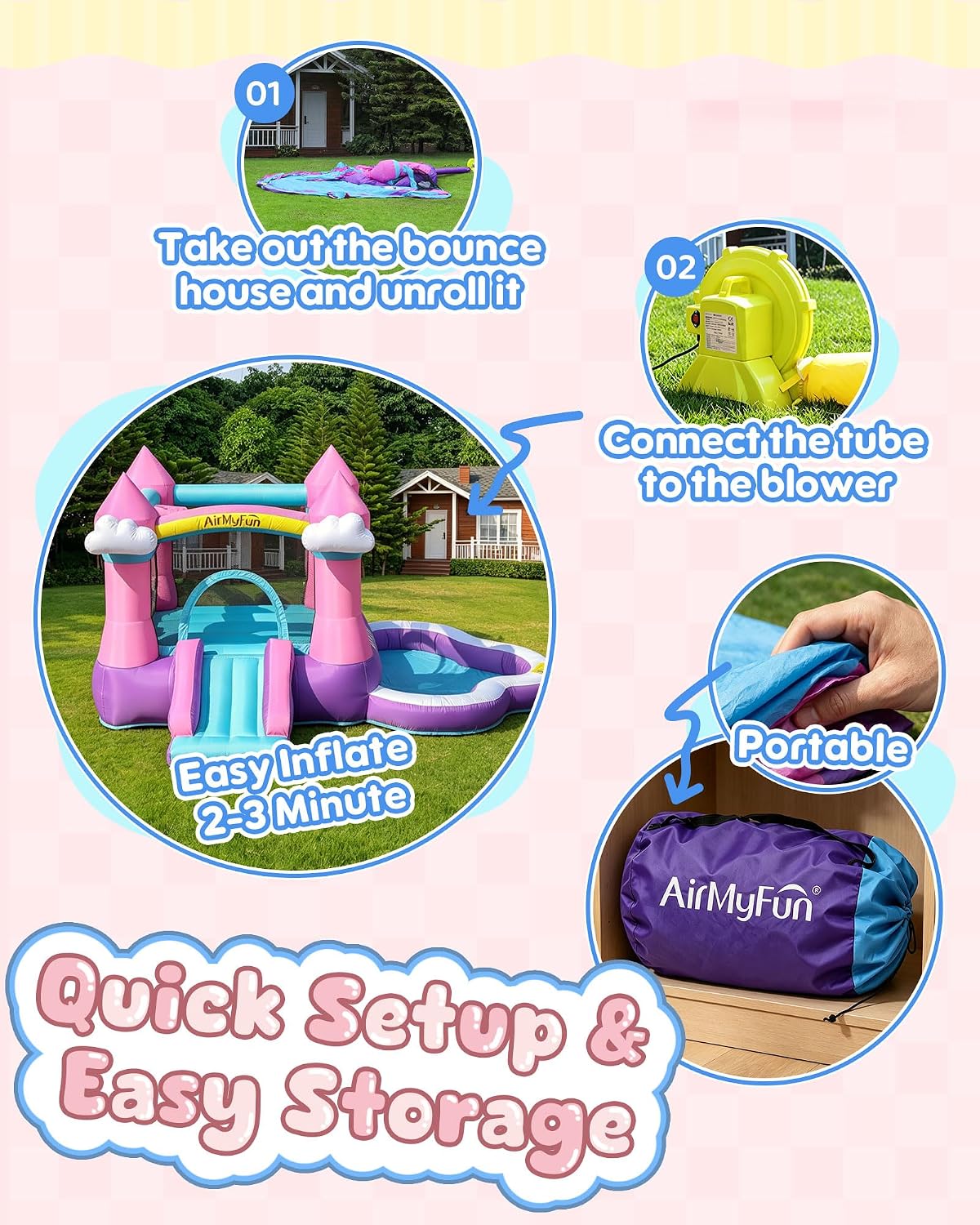 Pink Indoor/Outdoor Inflatable - Kids Outdoor Slide recension och pris