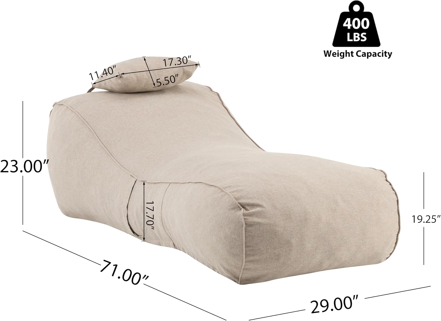 Morton Bean Bag Chair, Fabric  - Kids Outdoor Lounger Chair recension och pris