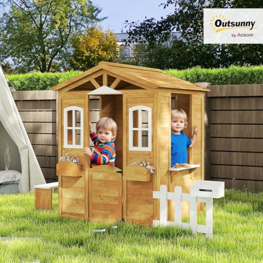 Outdoor playhouse for kids age - Kids Outdoor Wooden Playhouse recension och pris