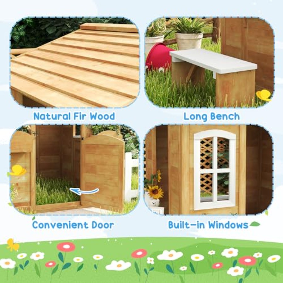 Outdoor playhouse for kids age - Kids Outdoor Wooden Playhouse recension och pris